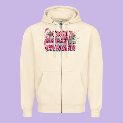 My God Is Stronger Than Cancer Zipper Hoodie Designed By Cowgirlartshop