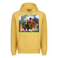 Antique Gold Farm animals 20oz Premium Hoodie - OliviaCreatesArt