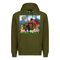 Army Green Farm animals 20oz Premium Hoodie - OliviaCreatesArt