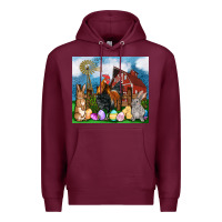 Burgundy Farm animals 20oz Premium Hoodie - OliviaCreatesArt