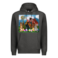 Charcoal Heather Farm animals 20oz Premium Hoodie - OliviaCreatesArt