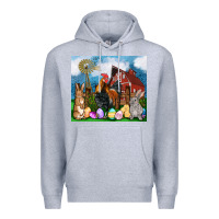 Heather Grey Farm animals 20oz Premium Hoodie - OliviaCreatesArt