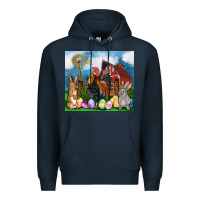 Navy Farm animals 20oz Premium Hoodie - OliviaCreatesArt