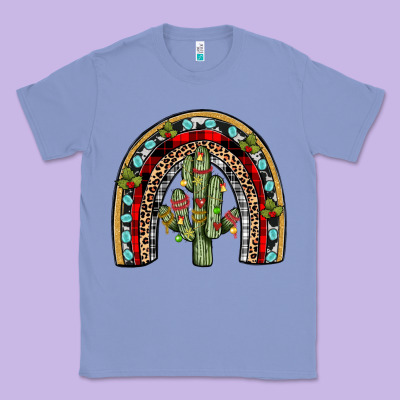 Christmas Cactus Rainbow Classic Tee Designed By Jahusdesignshop