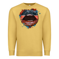 Antique Gold American flag lips 4th of july Premium Sweatshirt - FaDigitalArtStudio