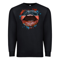 Black American flag lips 4th of july Premium Sweatshirt - FaDigitalArtStudio