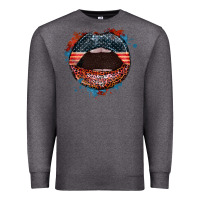 Charcoal Heather American flag lips 4th of july Premium Sweatshirt - FaDigitalArtStudio