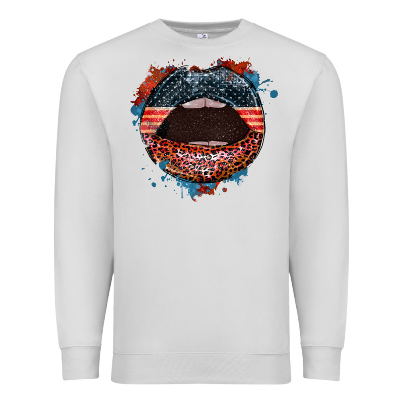 American Flag Lips 4th Of July Premium Sweatshirt by FaDigitalArtStudio | Teevron
