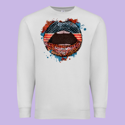 American Flag Lips 4th Of July Premium Sweatshirt Designed By Fadigitalartstudio