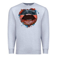 Heather Grey American flag lips 4th of july Premium Sweatshirt - FaDigitalArtStudio
