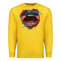 Lemon American flag lips 4th of july Premium Sweatshirt - FaDigitalArtStudio