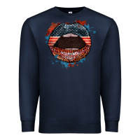 Navy American flag lips 4th of july Premium Sweatshirt - FaDigitalArtStudio