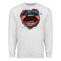 Oatmeal Heather American flag lips 4th of july Premium Sweatshirt - FaDigitalArtStudio