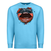 Ocean Blue American flag lips 4th of july Premium Sweatshirt - FaDigitalArtStudio