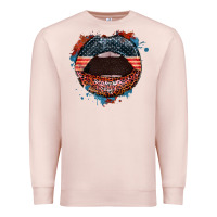 Pale Pink American flag lips 4th of july Premium Sweatshirt - FaDigitalArtStudio