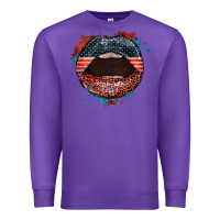 Purple American flag lips 4th of july Premium Sweatshirt - FaDigitalArtStudio