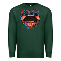 Sports Green American flag lips 4th of july Premium Sweatshirt - FaDigitalArtStudio