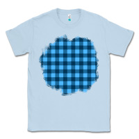 Dusty Blue Winter Tartan Patch Classic Tee - BundleAndBundleShop