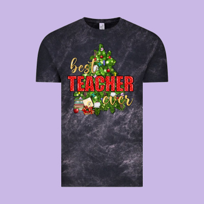 Best Teacher Ever With Christmas Tree Vintage Tee Designed By Bundleandbundleshop