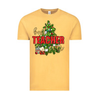 Vintage Mustard Best Teacher Ever With Christmas Tree Vintage Tee - BundleAndBundleShop