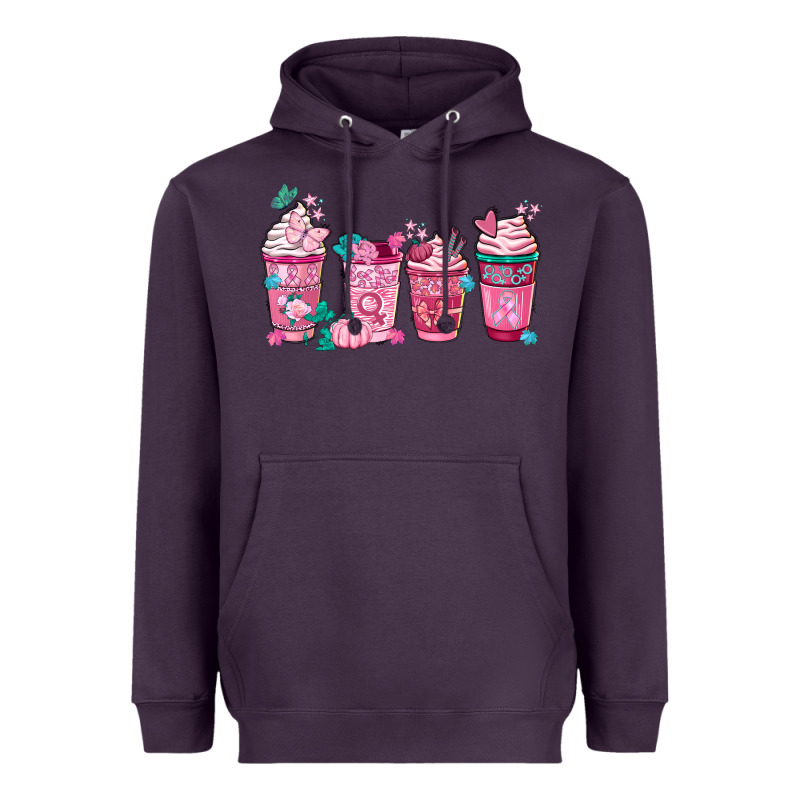 Breast Cancer Coffee Cups Heavyweight Hoodie by FaDigitalArtStudio | Teevron