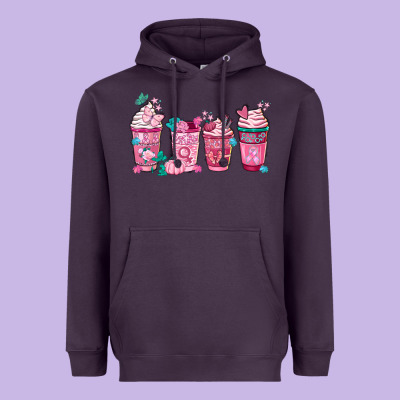Breast Cancer Coffee Cups Heavyweight Hoodie Designed By Fadigitalartstudio