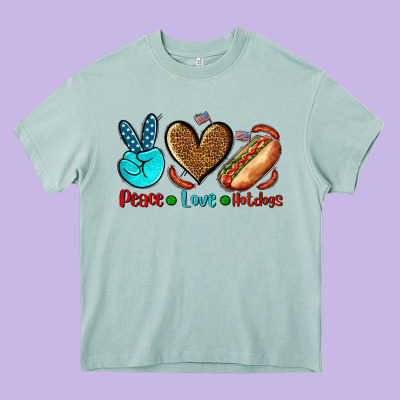 Peace Love Hotdogs Heavy Core Tee Designed By Adodesignshop