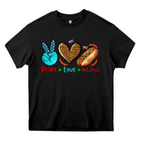 Black peace love hotdogs Heavy Core Tee - AdoDesignShop