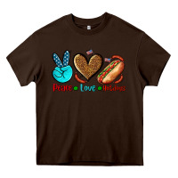 Chocolate Brown peace love hotdogs Heavy Core Tee - AdoDesignShop