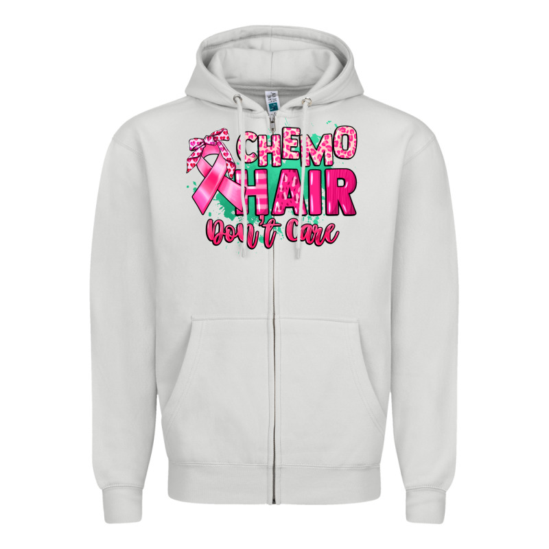 Chemo Hair Don't Care Cancer Awareness Zipper Hoodie by HowdyJamesFarm | Teevron