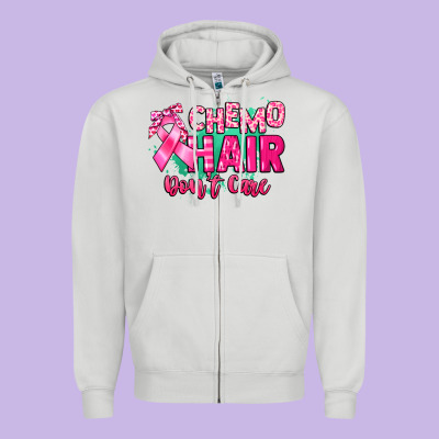 Chemo Hair Don't Care Cancer Awareness Zipper Hoodie Designed By Howdyjamesfarm