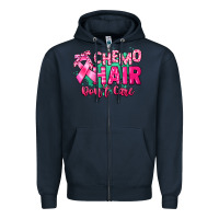 Navy Chemo hair don't care Cancer Awareness Zipper Hoodie - HowdyJamesFarm