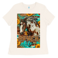 Bone Western Ranch Life Mustang Horse Ladies Tee - LillyAllenDesigns