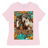 Bubblegum Pink Western Ranch Life Mustang Horse Ladies Tee - LillyAllenDesigns