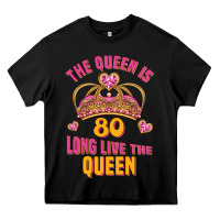 Black the queen is 80 long live the queen Heavy Core Tee - Jasminsmagicworld