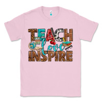 Bubblegum Pink Teach Love Inspire With Leopard Classic Tee - BundleAndBundleShop