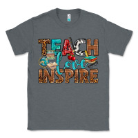 Charcoal Heather Teach Love Inspire With Leopard Classic Tee - BundleAndBundleShop