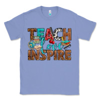 Colony Blue Teach Love Inspire With Leopard Classic Tee - BundleAndBundleShop