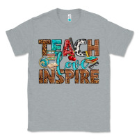 Heather Grey Teach Love Inspire With Leopard Classic Tee - BundleAndBundleShop