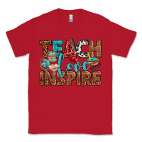 Red Teach Love Inspire With Leopard Classic Tee - BundleAndBundleShop