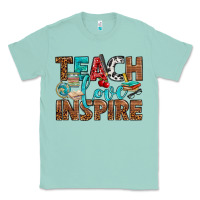 Seafoam Teach Love Inspire With Leopard Classic Tee - BundleAndBundleShop