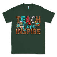 Sports Green Teach Love Inspire With Leopard Classic Tee - BundleAndBundleShop