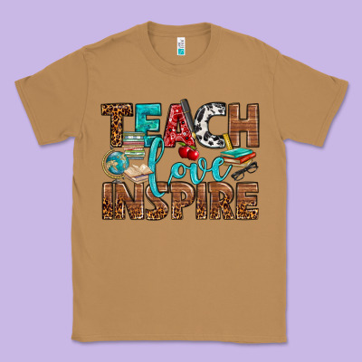 Teach Love Inspire With Leopard Classic Tee Designed By Bundleandbundleshop