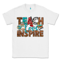 White Teach Love Inspire With Leopard Classic Tee - BundleAndBundleShop