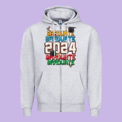 Graduate 2024 Zipper Hoodie Designed By Cowgirlartshop