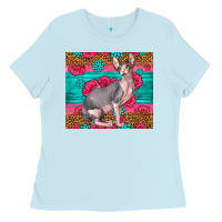 Baby Blue Pink Glitter And Roses Sphynx Cat Ladies Tee - LillyAllenDesigns