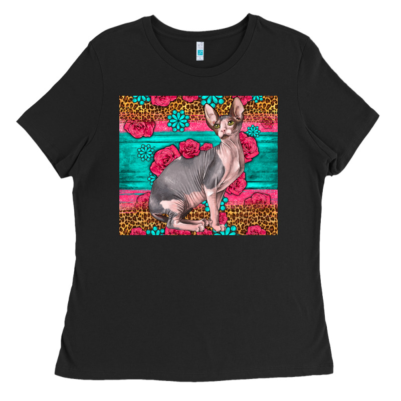 Pink Glitter And Roses Sphynx Cat Ladies Tee by LillyAllenDesigns | Teevron