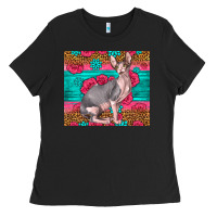 Black Pink Glitter And Roses Sphynx Cat Ladies Tee - LillyAllenDesigns
