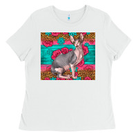 White Pink Glitter And Roses Sphynx Cat Ladies Tee - LillyAllenDesigns