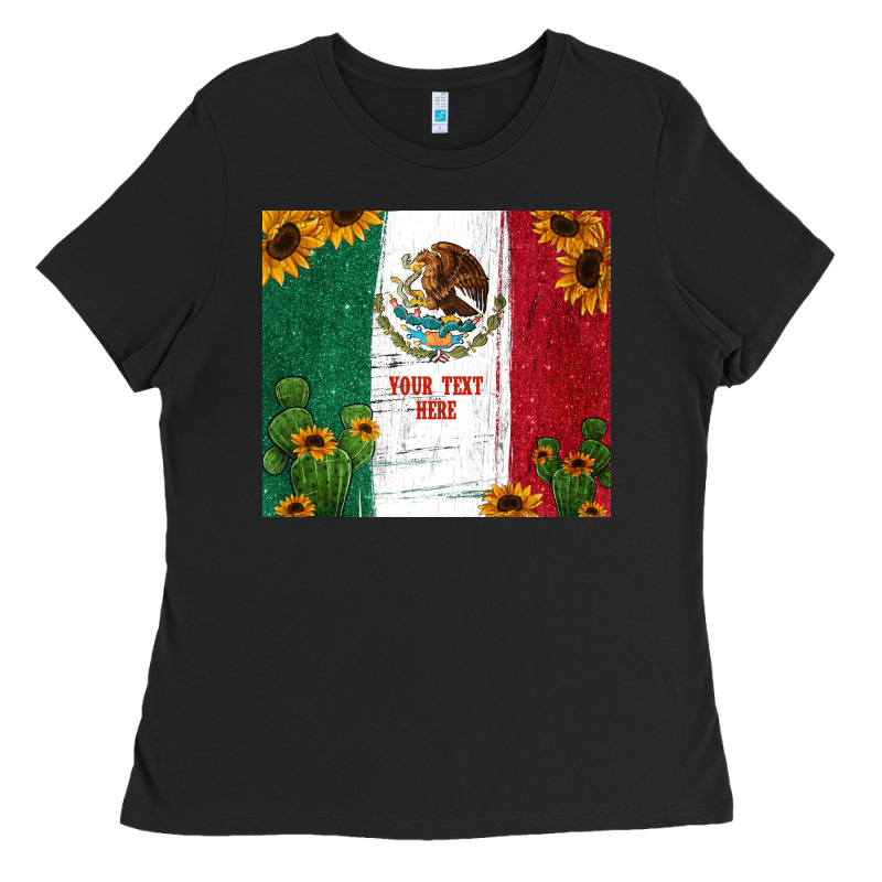Preview Cactus Sunflower Mexican Flag Ladies Tee by Jasminsmagicworld | Teevron